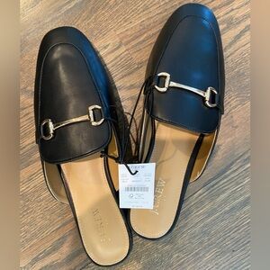 J. Crew Women's Cream ‘sea sand’ or black Slip-on mules Gold Horsebit shoes 10M